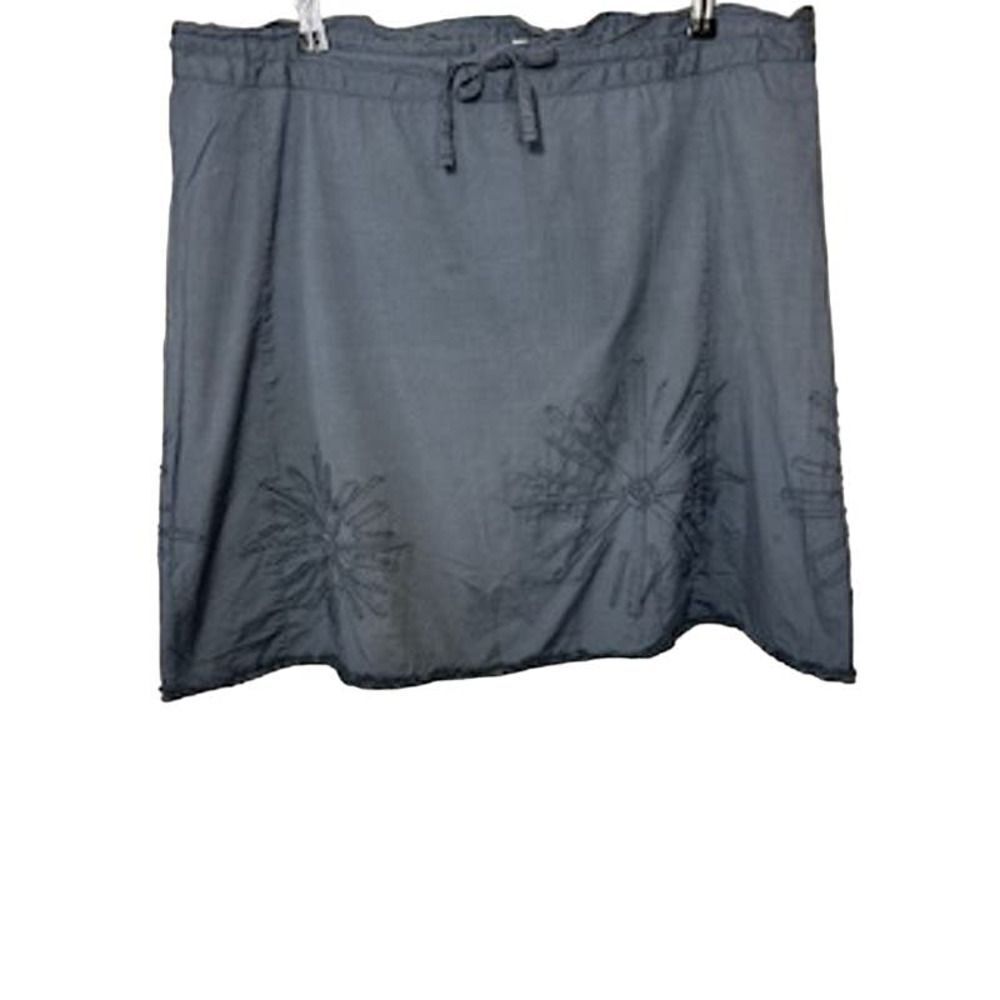 HORNY TOAD Women's Organic Cotton Embroidered Floral Mini Skirt Gray Size Large